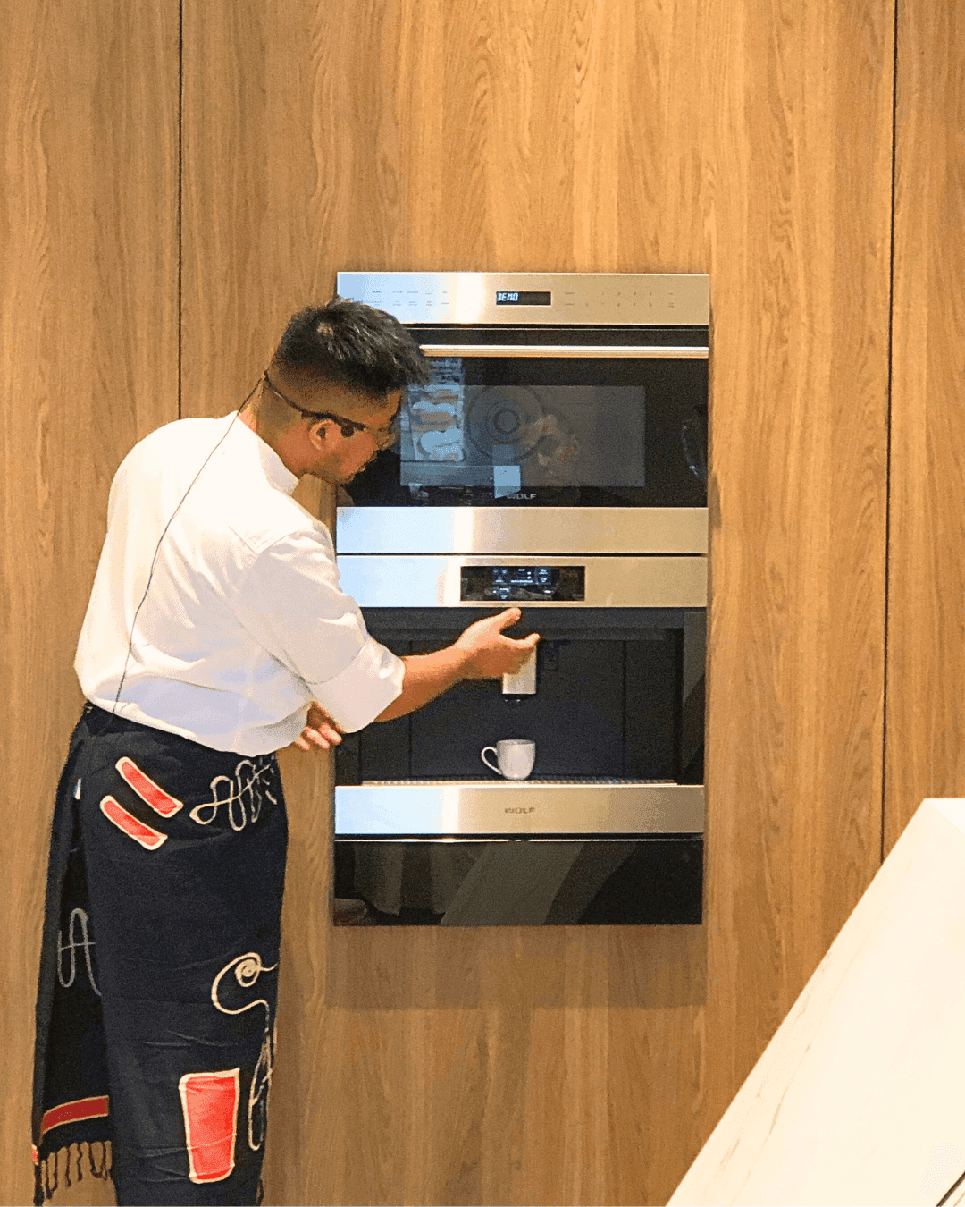 Chef Demonstrating Spiced Bulkan Banana Cake with Kalingag Cashew Mousse